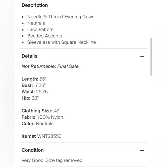 NWT Needle and Thread Pink Petal cluster bib gown xs 🦋 - Picture 16 of 16